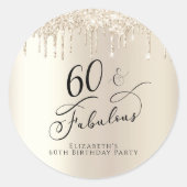 Sticker Rond 60 Fabuleux Anniversaire Parties scintillant d'or (Devant)