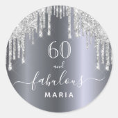 Sticker Rond 60 fabuleux anniversaire parties scintillant étinc (Devant)