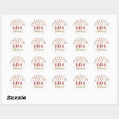 Sticker Rond 60 & Fabuleux Anniversaire Rouge Or Confetti (Feuille)