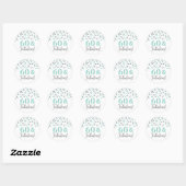 Sticker Rond 60 & Fabuleux Anniversaire Silver Turquoise Confet (Feuille)