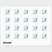 Sticker Rond 60 Fabuleux Blue Parties scintillant Typographie 6 (Feuille)