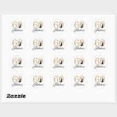Sticker Rond 60 Magnifique Parties scintillant d'or Typographie (Feuille)