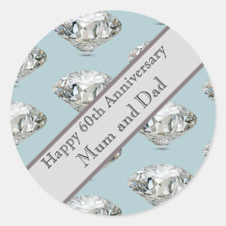 Sticker Rond 60e Anniversaire de Mariage Diamant