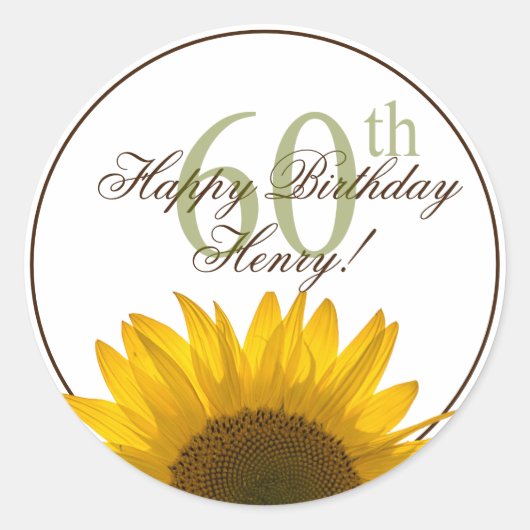 Sticker Rond 60e anniversaire de tournesol (Devant)