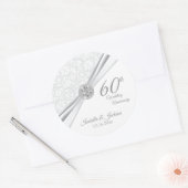 Sticker Rond 60e anniversaire du Mariage blanc diamant (Enveloppe)