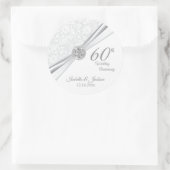 Sticker Rond 60e anniversaire du Mariage blanc diamant (Sac)