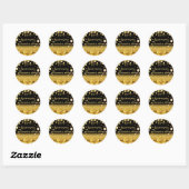 Sticker Rond 60e anniversaire du mariage Noms en or noir (Feuille)