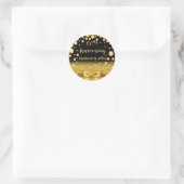 Sticker Rond 60e anniversaire du mariage Noms en or noir (Sac)
