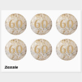 Sticker Rond 60e anniversaire Gold Cowhide Moderne (Feuille)
