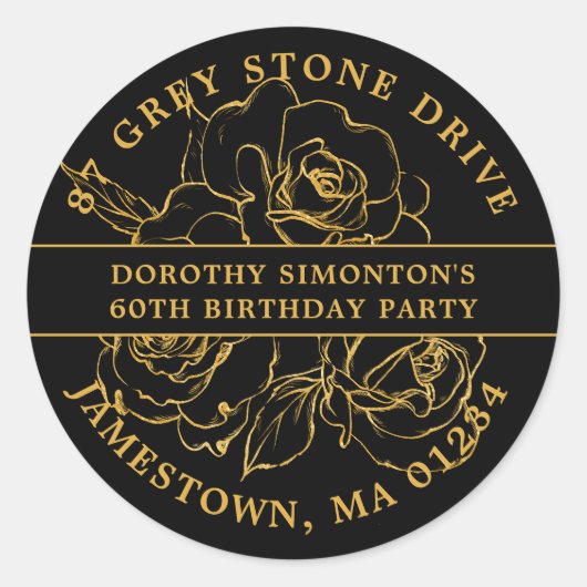 Sticker Rond 60e anniversaire Gold Rose Adresse de retour Label (Devant)