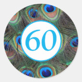Sticker Rond 60e anniversaire Jalon Plumes de paon (Devant)