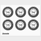 Sticker Rond 60e anniversaire Numéro Motif 60 Noir et blanc (Feuille)