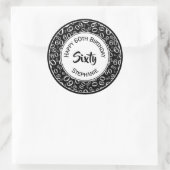 Sticker Rond 60e anniversaire Numéro Motif 60 Noir et blanc (Sac)