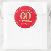 Sticker Rond 60e anniversaire Parties scintillant rouge et or c (Sac)