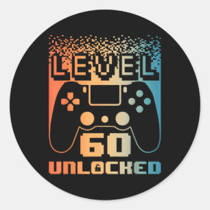 Sticker Rond 60e Anniversaire Pour Homme Niveau 60 Joueur Déver