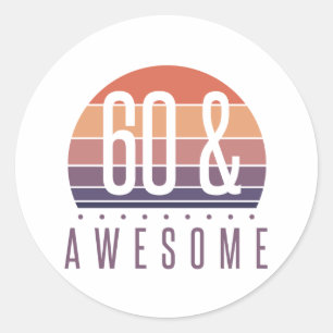 Sticker Rond 60e anniversaire Retro Sunset