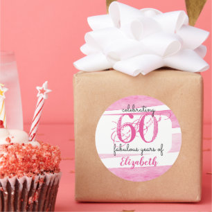 Sticker Rond 60e anniversaire ROSE Célébrer 60 années fabuleuse