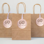 Sticker Rond 60e anniversaire rose gouttes rose or