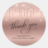 Sticker Rond 60e anniversaire Rose Parties scintillant d'or Mer (Devant)