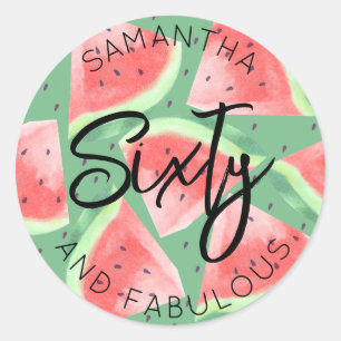 Sticker Rond 60e anniversaire Soixante et fabuleux Watermelon é