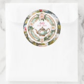 Sticker Rond 60e anniversaire Soixante Thé Lover Leaf de théièr (Sac)