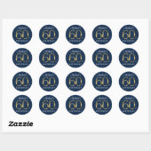 Sticker Rond 60e anniversaire Solid Gold Texte Marine bleu pers (Feuille)
