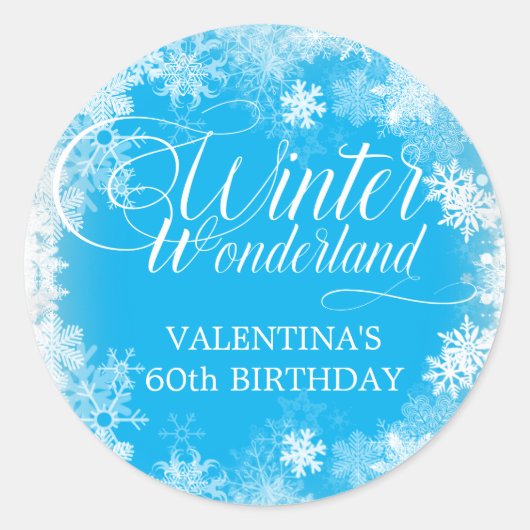 Sticker Rond 60e anniversaire Wonderland Winter Wonderland Snow (Devant)