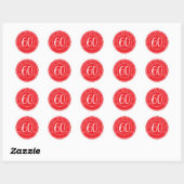 Sticker Rond 60e fête d'anniversaire Retro Bright Red (Feuille)