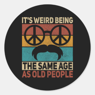 Sticker Rond 60s les années 70 tenue Hippie Papa Anniversaire G