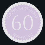 Sticker Rond 60th Birthday Party ajouter votre nom joli<br><div class="desc">Obtenez ces stickers mignons pour orner vos faveurs de fête pour tous vos invités préférés. Un numéro élégant pour fêter un anniversaire. REMARQUE que l'image de parties scintillant est une image imprimée</div>