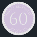 Sticker Rond 60th Birthday Party ajouter votre nom joli<br><div class="desc">Obtenez ces stickers mignons pour orner vos faveurs de fête pour tous vos invités préférés. Un numéro élégant pour fêter un anniversaire. REMARQUE que l'image de parties scintillant est une image imprimée</div>