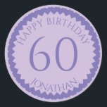 Sticker Rond 60th Birthday Party ajouter votre nom joli<br><div class="desc">Obtenez ces stickers mignons pour orner vos faveurs de fête pour tous vos invités préférés. Un numéro élégant pour fêter un anniversaire. REMARQUE que l'image de parties scintillant est une image imprimée</div>