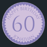 Sticker Rond 60th Birthday Party ajouter votre nom joli<br><div class="desc">Obtenez ces stickers mignons pour orner vos faveurs de fête pour tous vos invités préférés. Un numéro élégant pour fêter un anniversaire. REMARQUE que l'image de parties scintillant est une image imprimée</div>