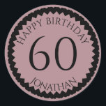 Sticker Rond 60th Birthday Party ajouter votre nom joli<br><div class="desc">Obtenez ces stickers mignons pour orner vos faveurs de fête pour tous vos invités préférés. Un numéro élégant pour fêter un anniversaire. REMARQUE que l'image de parties scintillant est une image imprimée</div>