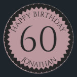 Sticker Rond 60th Birthday Party ajouter votre nom joli<br><div class="desc">Obtenez ces stickers mignons pour orner vos faveurs de fête pour tous vos invités préférés. Un numéro élégant pour fêter un anniversaire. REMARQUE que l'image de parties scintillant est une image imprimée</div>