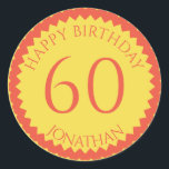 Sticker Rond 60th Birthday Party ajouter votre nom joli<br><div class="desc">Obtenez ces stickers mignons pour orner vos faveurs de fête pour tous vos invités préférés. Un numéro élégant pour fêter un anniversaire. REMARQUE que l'image de parties scintillant est une image imprimée</div>