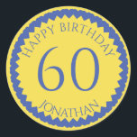 Sticker Rond 60th Birthday Party ajouter votre nom joli<br><div class="desc">Obtenez ces stickers mignons pour orner vos faveurs de fête pour tous vos invités préférés. Un numéro élégant pour fêter un anniversaire. REMARQUE que l'image de parties scintillant est une image imprimée</div>