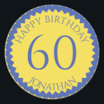 Sticker Rond 60th Birthday Party ajouter votre nom joli<br><div class="desc">Obtenez ces stickers mignons pour orner vos faveurs de fête pour tous vos invités préférés. Un numéro élégant pour fêter un anniversaire. REMARQUE que l'image de parties scintillant est une image imprimée</div>