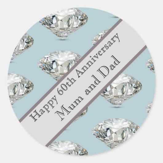Sticker Rond 60th Wedding Anniversary Diamond (Devant)
