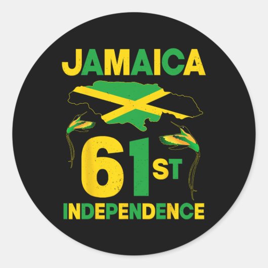 Sticker Rond 61e anniversaire de l'indépendance de la Jamaïque  (Devant)
