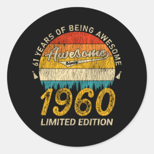 Sticker Rond 65 ans 1960 Retro Awesome 65e anniversaire Cadeau