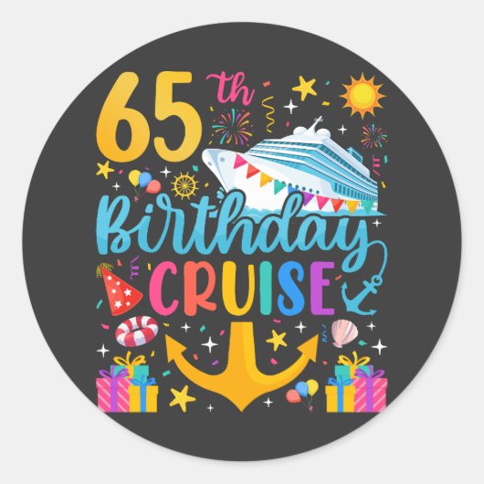 Sticker Rond 65e anniversaire Croisière B-Day Party (Devant)
