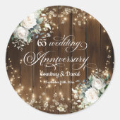 Sticker Rond 65e anniversaire de mariage Guirlandes rustiques (Devant)