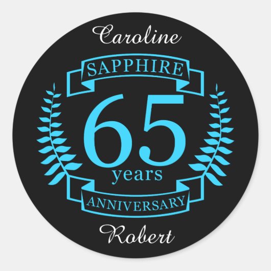 Sticker Rond 65e ANNIVERSAIRE Mariage SAPPHIRE (Devant)