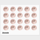 Sticker Rond 65e anniversaire rose gouttes rose or (Feuille)
