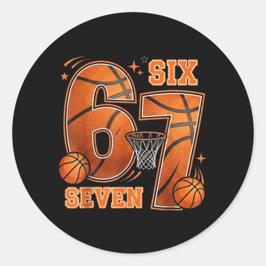 Sticker Rond 67 Basball Anniversaire 6 7 Hoops (Devant)