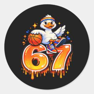 Sticker Rond 67 Basball Oie Drôle Mème Six Sept Enfants Garçons