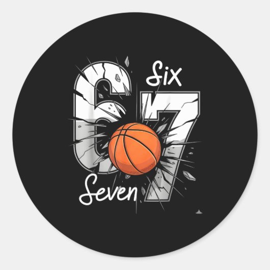 Sticker Rond 67 Basketball Six Seven 6 7 Meme 67  (Devant)