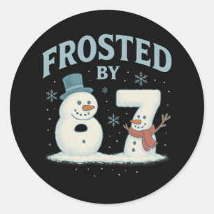 Sticker Rond 67 Bonhomme de neige de Noël 6 7 Mème Internet Xma