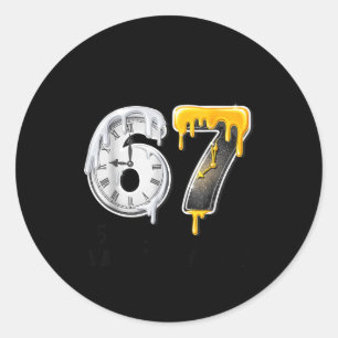 Sticker Rond 67 Bonne année à compter à rebours 2026 Drôle Six